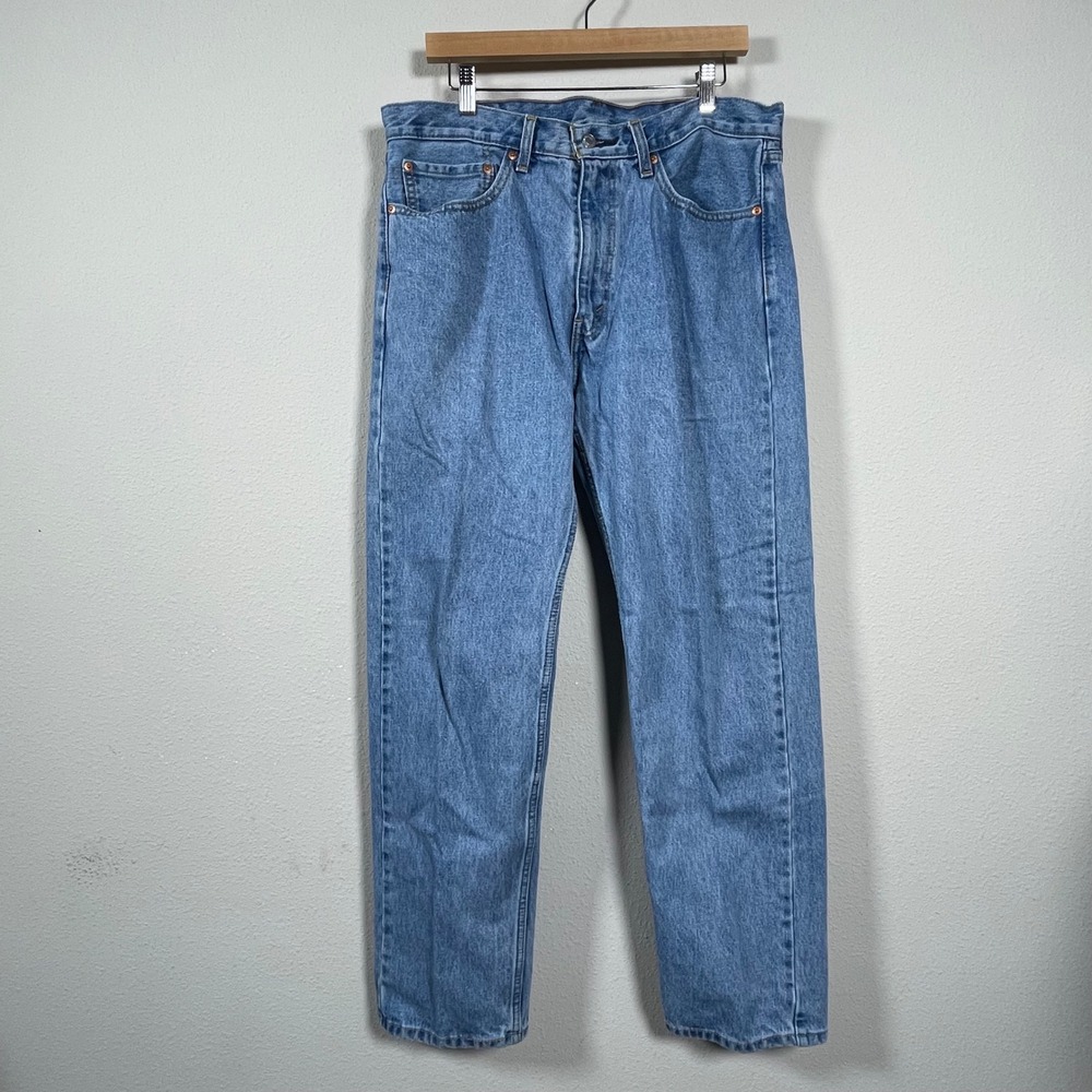 Levi's 505 Regular Fit Jeans Mens 36x32 Blue Straight Leg Denim Classic 505-0216